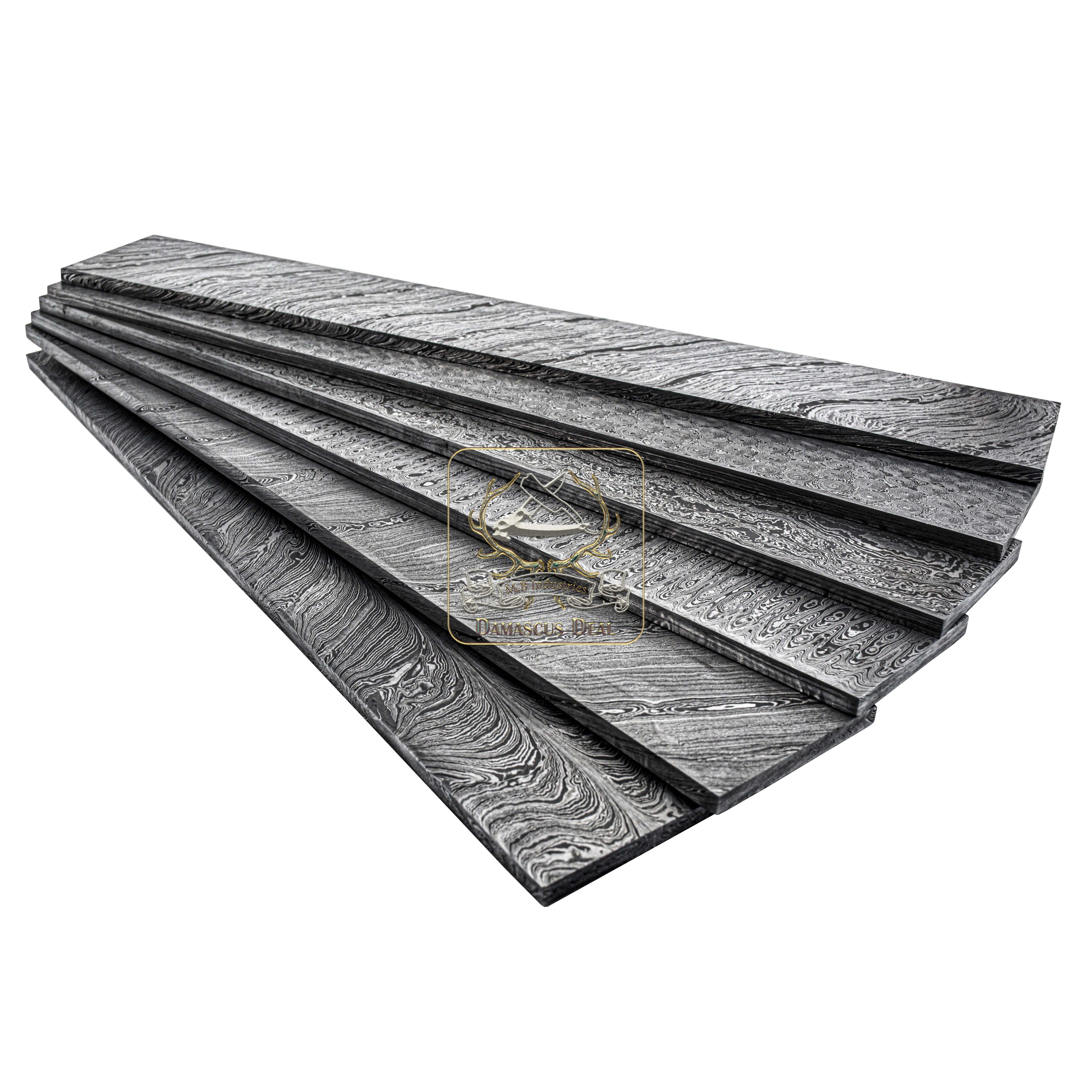 Damascus Steel Billet Twist Feather Raindrop Random Ladder Fire DD-Damascus-Steel-905 for Knife Making Damascus Billets flat bar