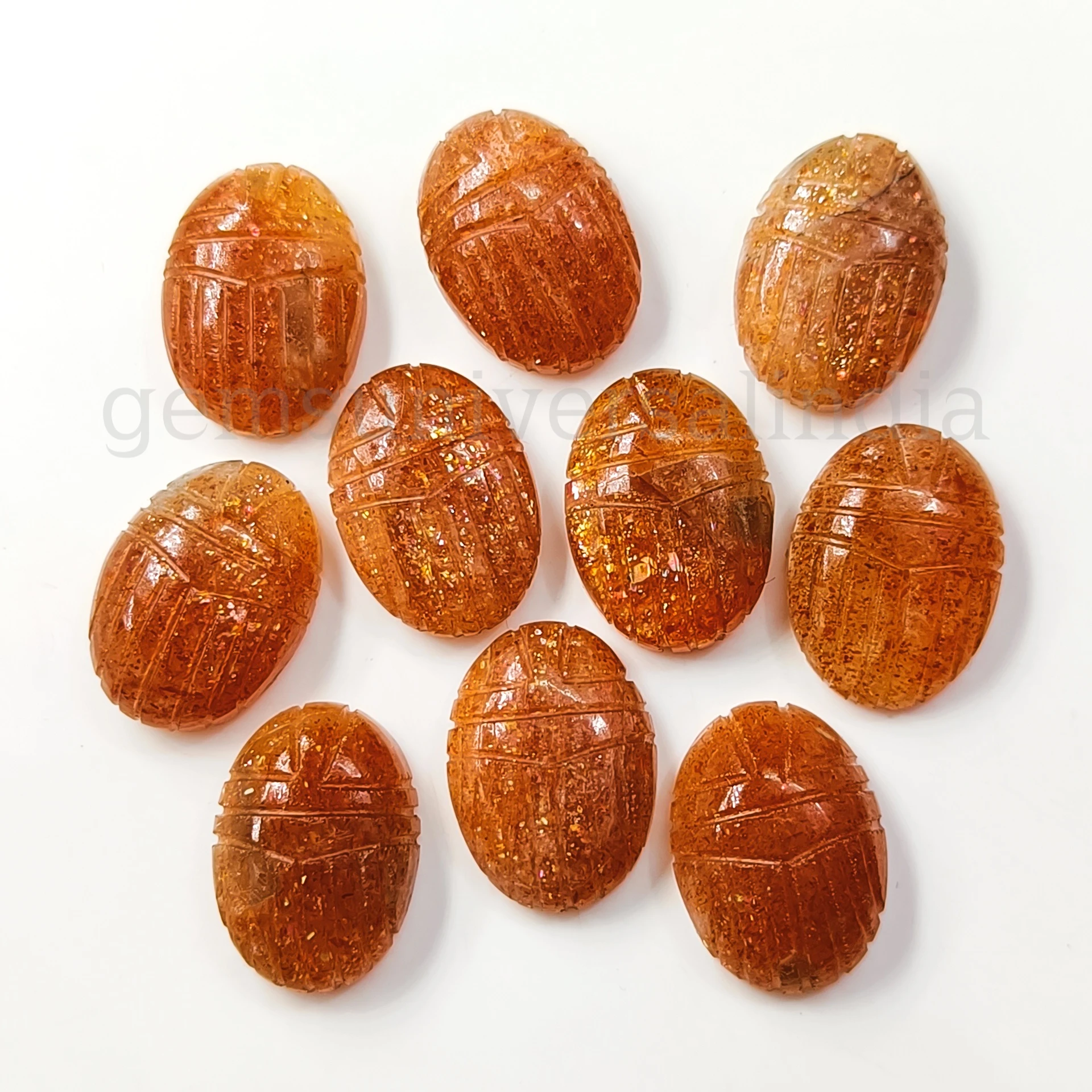 Natural Sunstone Scarab Shape Carved Gemstone for Jewelry Making Loose Hand Carving Stone Cabochon Scarab Beetle Necklaces Craft