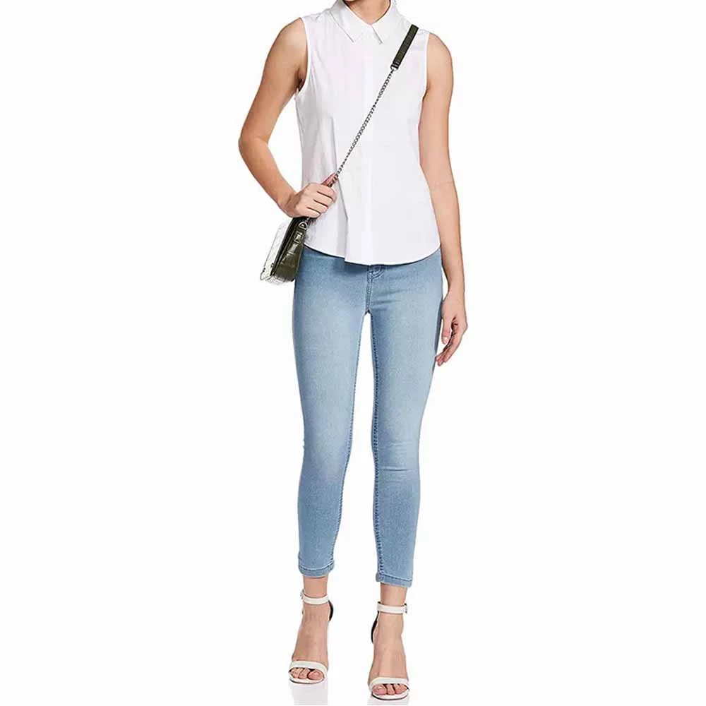 OEM Customized Women Jeans High Waist Solid Color Denim Pants / Wholesale OEM Custom Skinny Slim Fit Fashion Women Denim Pants