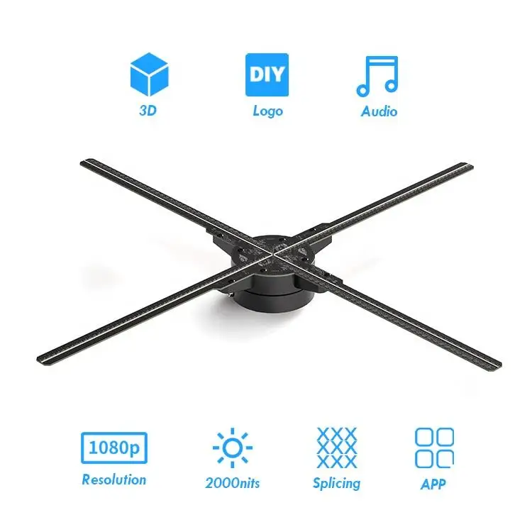 Advertising display led fan synchronize 3d hologram fan 3D holographic transparent fan