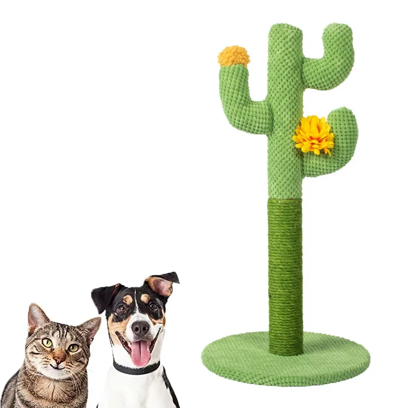 High quality interactive Green Cactus cat tree climbing pet sisal cat scratching post