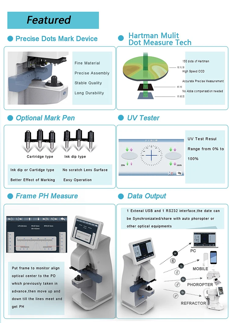 Автоматический измеритель объективов Pd и Uv цифровой линз сферический цилиндр ось призма автоматический фотометр