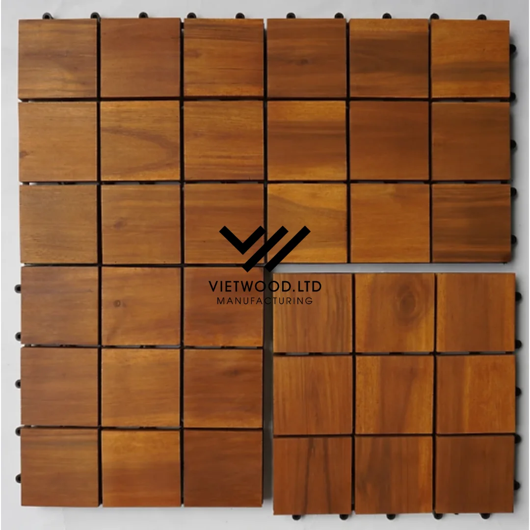 Contemporary 12-Slat Wood Composite Deck Tiles Easy-to-Install Interlocking Tiles Outdoor Balcony Patio Flooring Do-It-Yourself