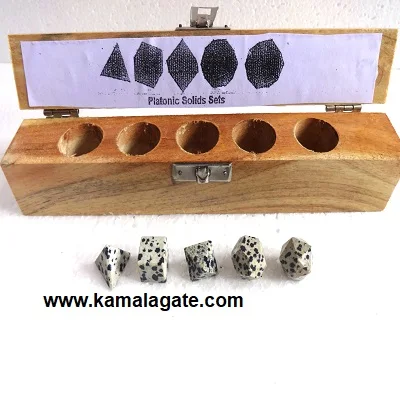 Natural gemstone Howlite Crystal Carved Sacred Geometry Hand Craved 5-Pcs Set With Wooden Box crystals healing geometry set