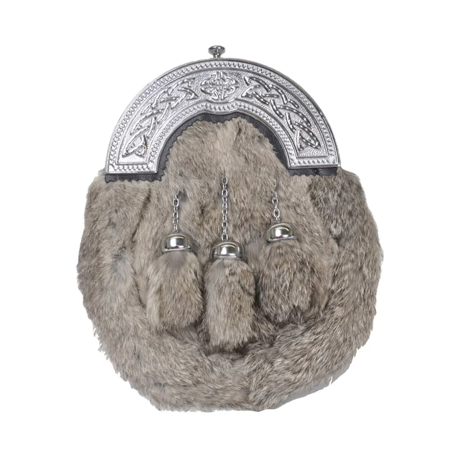 Scottish Kilt Original Seal Skin Full Dress Utility Kilt Sporran Chrome Thistle Cow Leather Sporran Bags Scottish Sporran