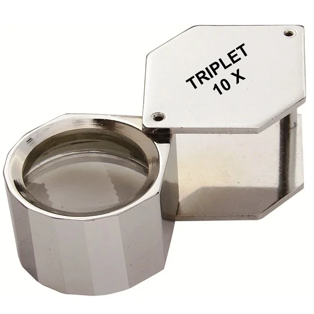 Ten-Part Portable Jewelry Tool 21mm 10x Lens Magnifying Triplet Glass Folding Pocket Size Jewelers Eye Loupe Made Metal Steel