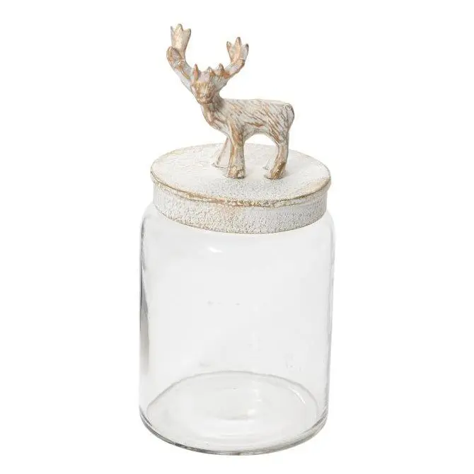 Storage Jars For Kitchen & Table Top Decoration Set Of 3 Clear Glass Round Box With Mango Wood LID Natural Colour Medium Size
