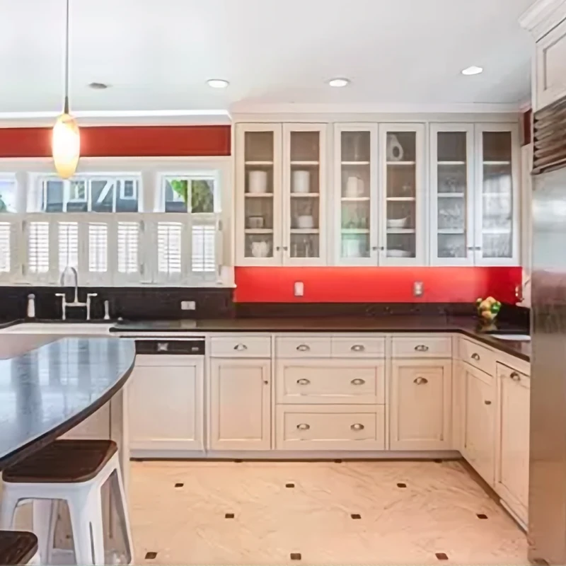 Wholesale For Pros Classic Shaker Door Kitchen Cabinets Solid Wood Lacquer Custom Plywood Laminate Hinge Drawer Slide Faucet