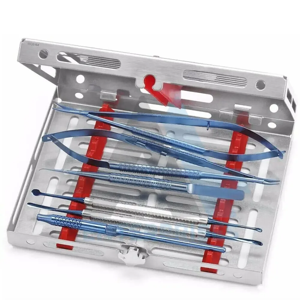 Micro Titanium-Coated Periodontal Surgery Kit Dental Instruments Set with Manual Power Skin Stapler Steel Material