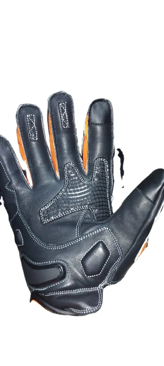 Best selling Men Leather Motorbike Gloves Plam Kangaroo  Leather Motorbike Gloves Low Price Men Motorbike Full Finguer Gloves