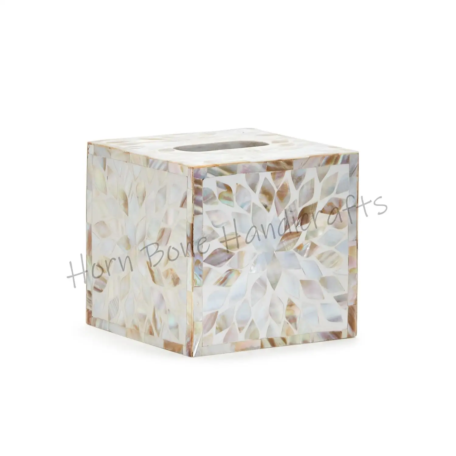 High Quality Mother of Pear Square Shape Tissue Box Mosaic Pearl Home Tableware Tissue Holder Pearl Inlay Tissue Box For Home