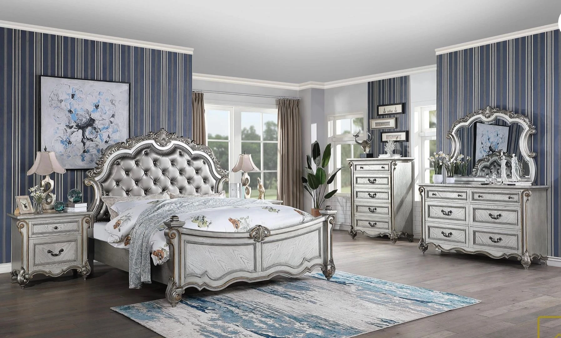 Wholesale Modern Bedroom Furniture Antique Luxury Royal Bedroom Furniture Set Living Solid Wood Bed Made in Viet Nam