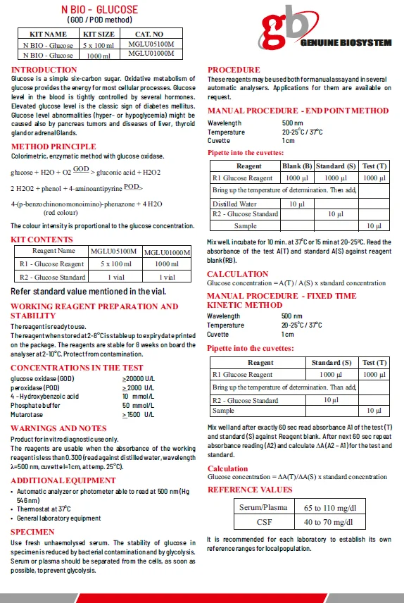 ISO Approved Supplier Selling Best Grade Glucose Clinical Chemistry Reagent Test Kit Set 5 x 100 ml for Diagnosis