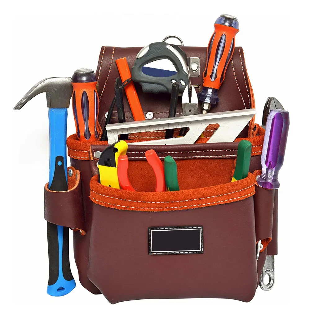 Grain Leather Tool Bag with Adjustable Waist Strap Carpenter Tool Belt Hot Selling Made Tool Bag With Adjustable