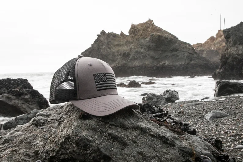 International Tie  Black & Grey American Flag Snapback Baseball Hat Custom Hat Wholesale Hat