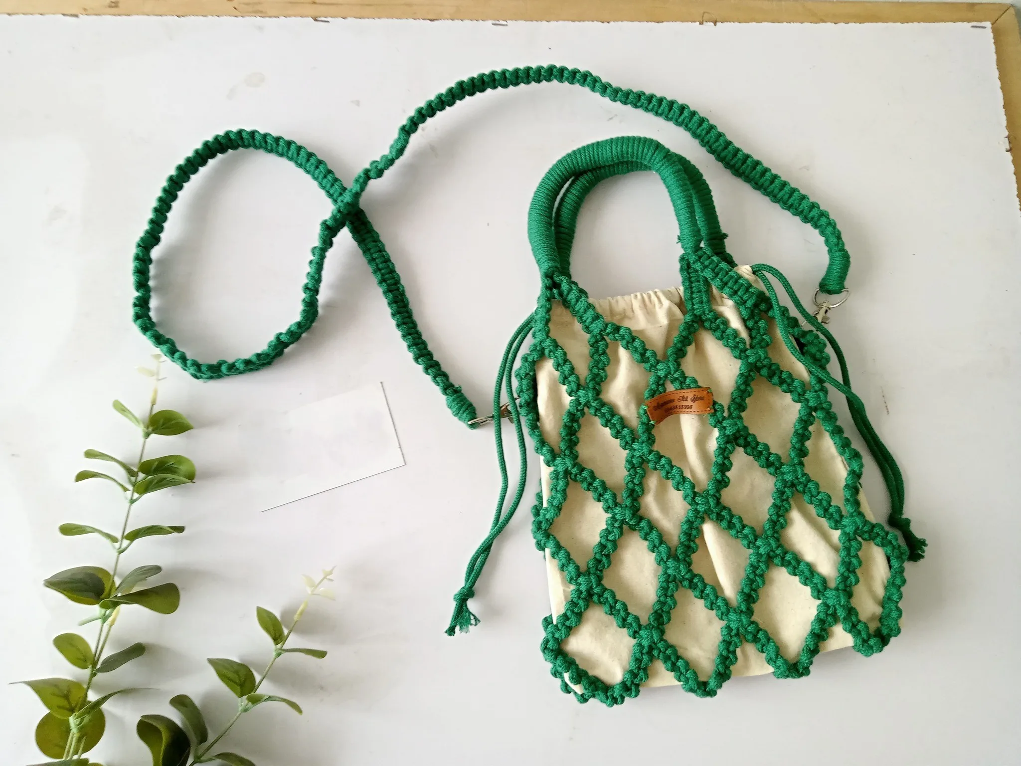 Cheap Price Lovely Colorful Open Weaving Pattern Women Hand Bag Macrame Cotton Tote Bag with Linen Liner