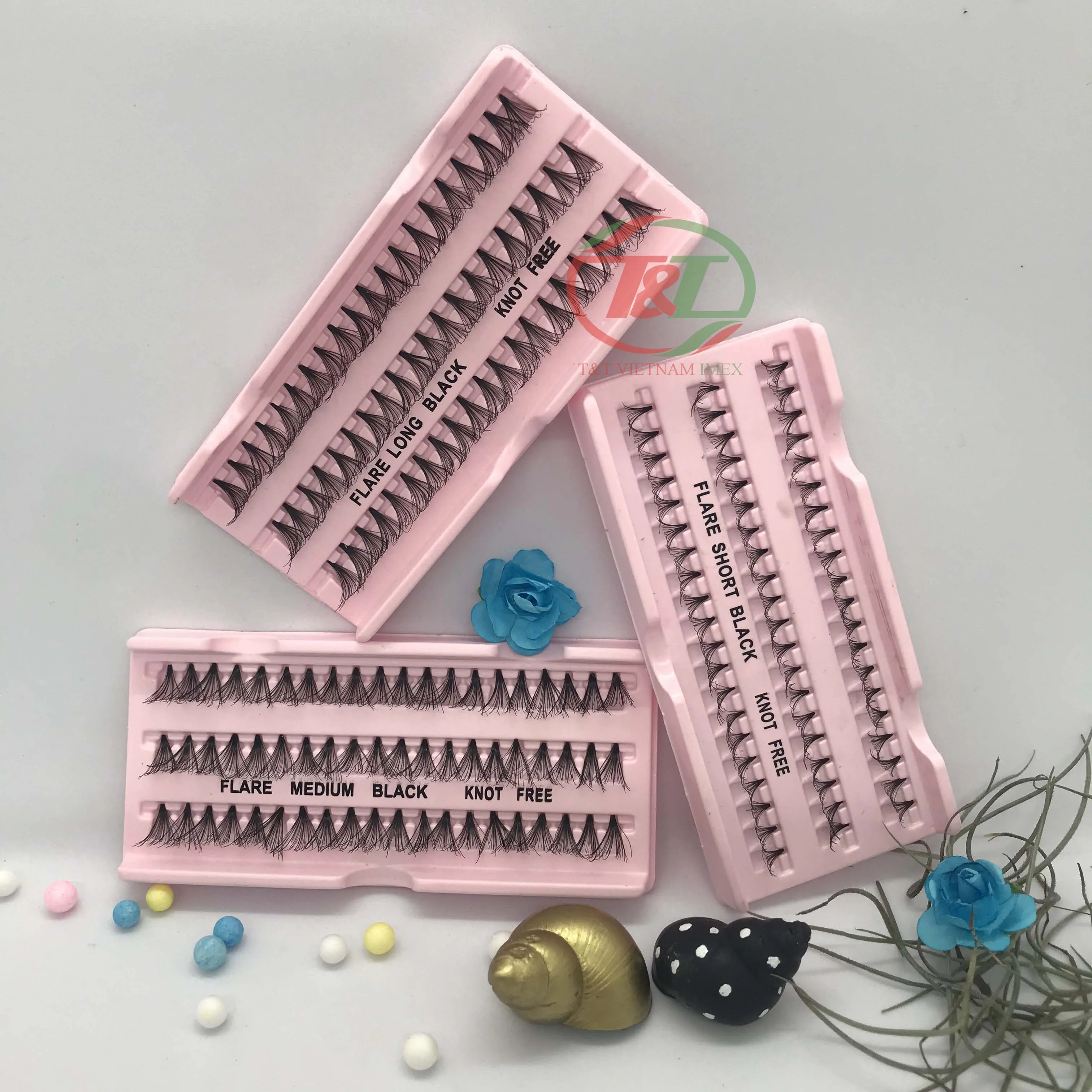 Wholesale good price Vietnam flare eyelash knot free mink silk individual false lashes cluster eyelash