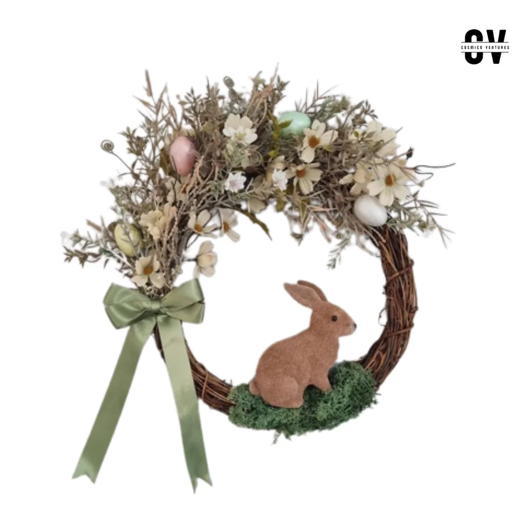 Natural Grapevine Rattan Dried Flower Wreath Ring - Christmas Decor for Doors & Windows