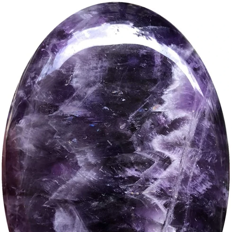 Amethyst Palm Stone Crystal Natural Chakra Reiki Polished Healing Love Oval Pocket Anxiety Stone Crystal for Anxiety Stress Re