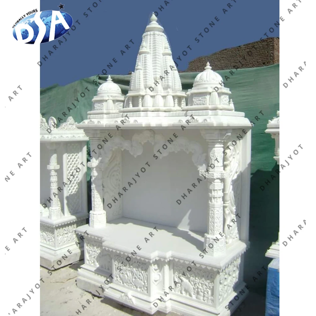 White Marble Antique Design Temple And Mandir Hand Carved Customize Sizes Home Natural Polished