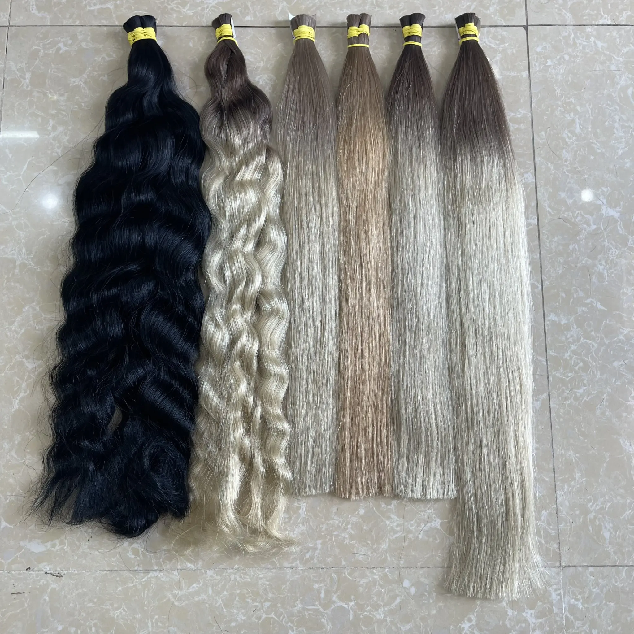 Ombre #ASH #60 #613 Wavy Natural Wavy Remy Vietnamese Hair Colored Straight Bulk Human Hair Extension