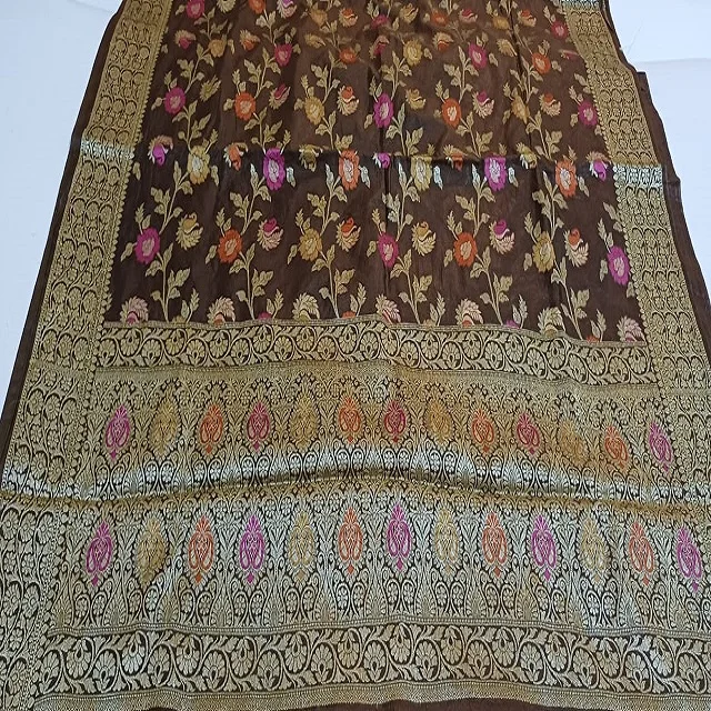 Лучшее качество мягкий шелк банараси сари лучший дизайн зари границы купить по самой низкой цене