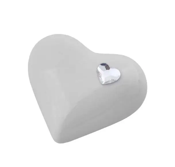 White Color Heart Shaped Keepsake Funeral Urn With Stand Superfine Quality Ashes Storage Casket