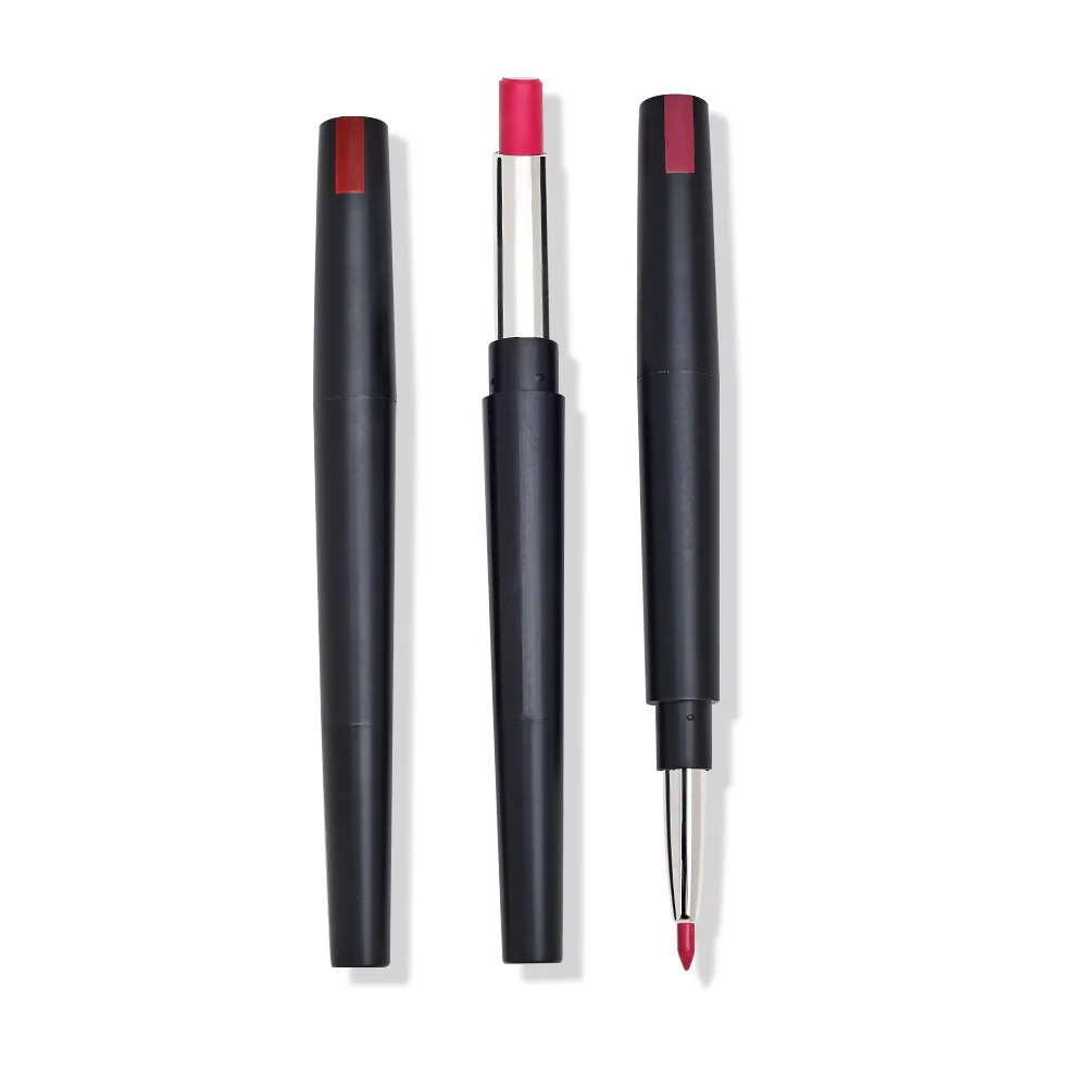 OEM 8 Colors Automatic Double Heads Waterproof Lipstick Not Discolor Lasting Non-stick Cup Matte Lipstick Pen Lip Liner