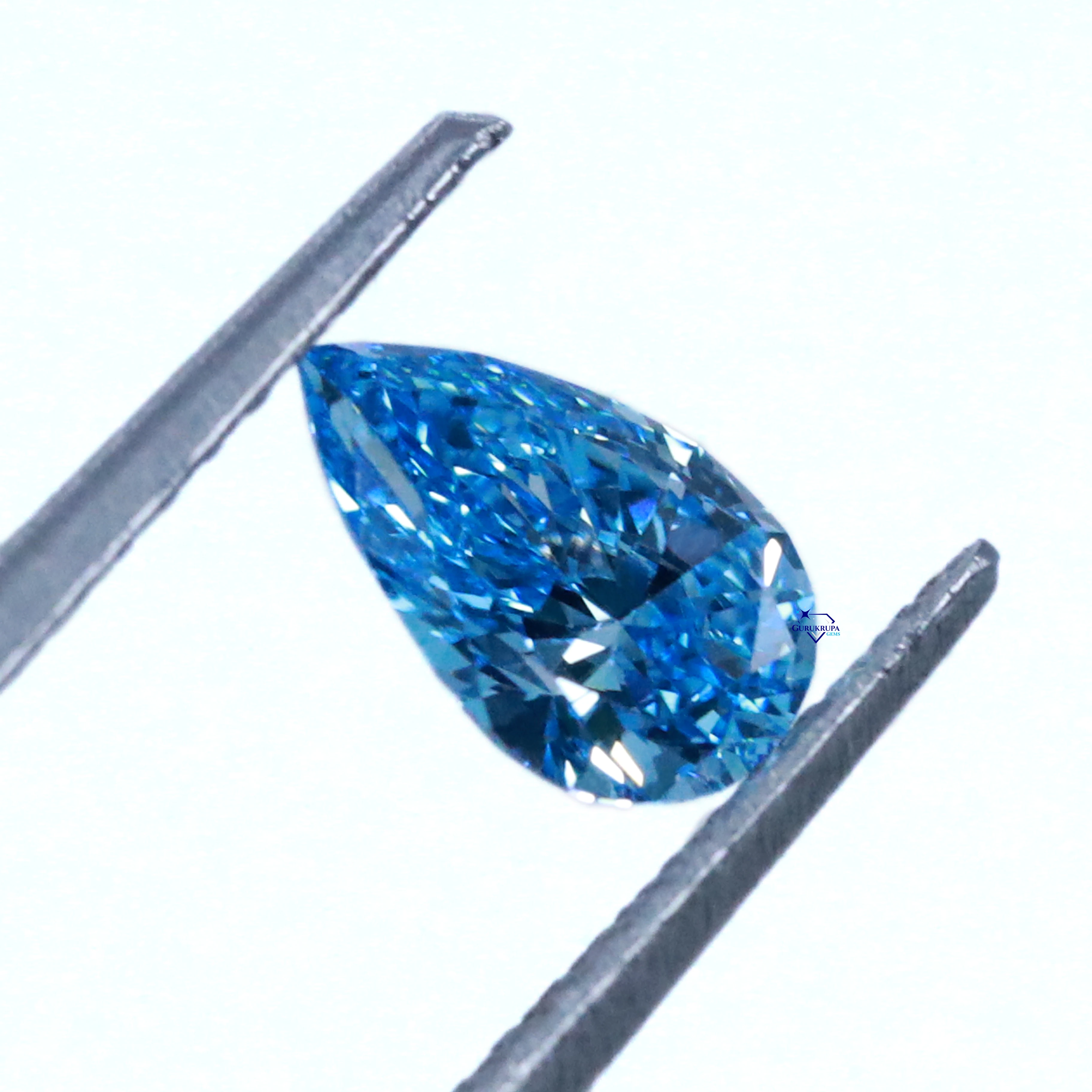 Luxurious fancy vivid blue pear cut lab grown diamond with IGI certificate and vvs2 clarity wholesale diamond jeweler