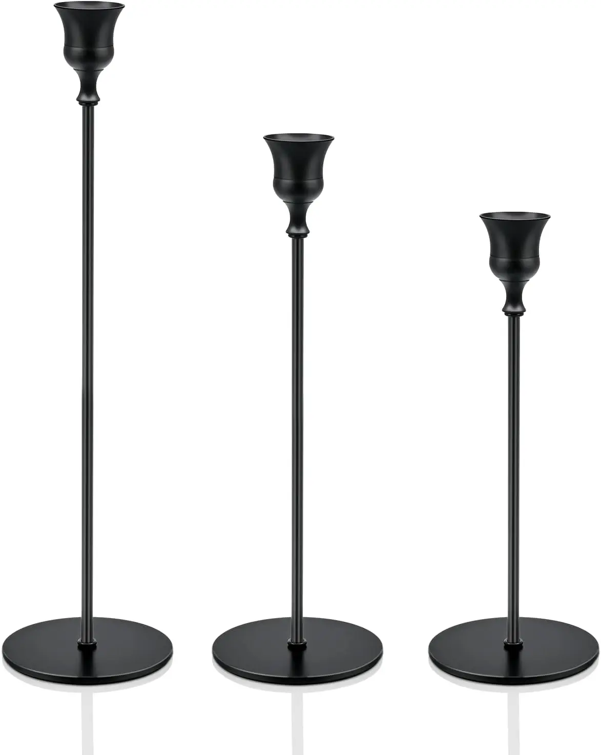 Hot Fancy Modern Luxury Taper Candle Holders Black Candlestick- Set of 3 Decorative Candle Stick Long Holder for Christmas Usage