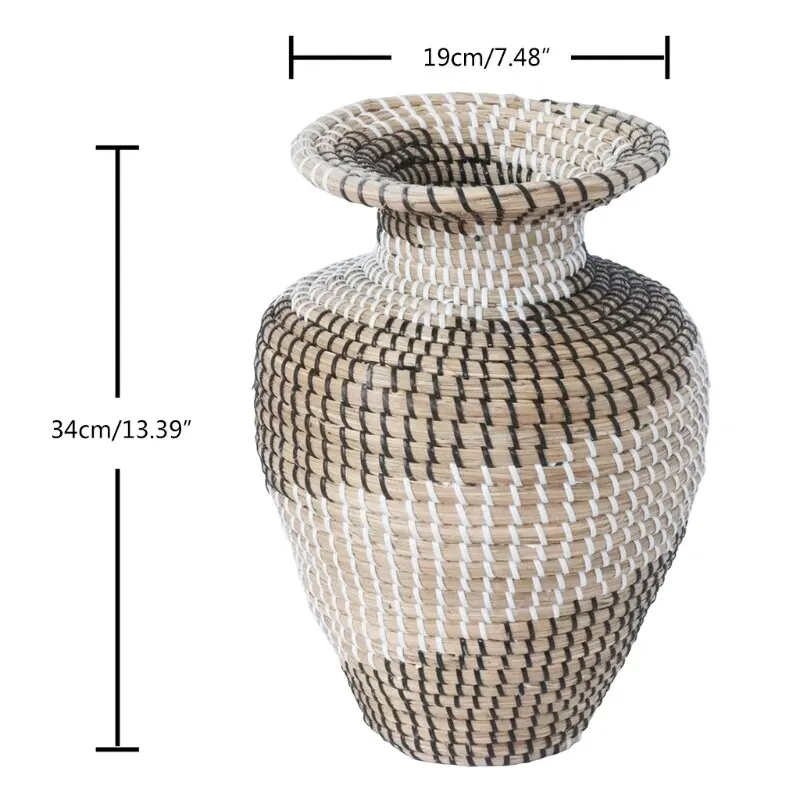 Eye Catching Customized Product Farmhouse Flower Vases Natural Seagrass Flowers Vase for Home Decor