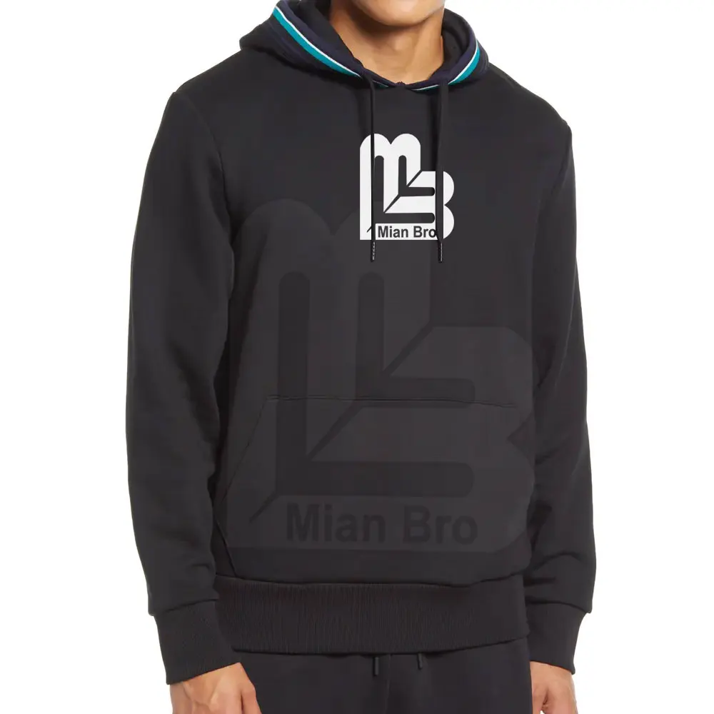 Pakistan Supplier Men Fleece Pullover Hoodies Street Wear New Fashion High Quality Plain Black Color Men Hoodies