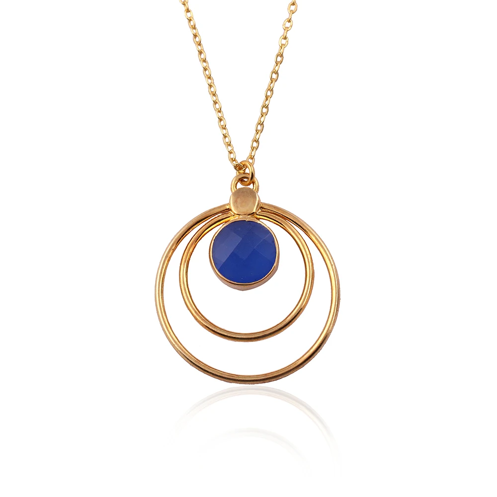 Gold Plated Brass Prong Sett Wholesale Pendant | Handmade Blue Topaz Rectangle Shape Necklace Stone jewelry for women gift