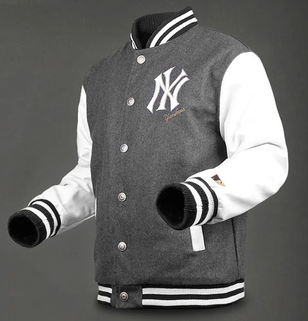 OEM Manufacture New Design Winter Men Coat Blue Wool Body & Bright Varsity Jacket