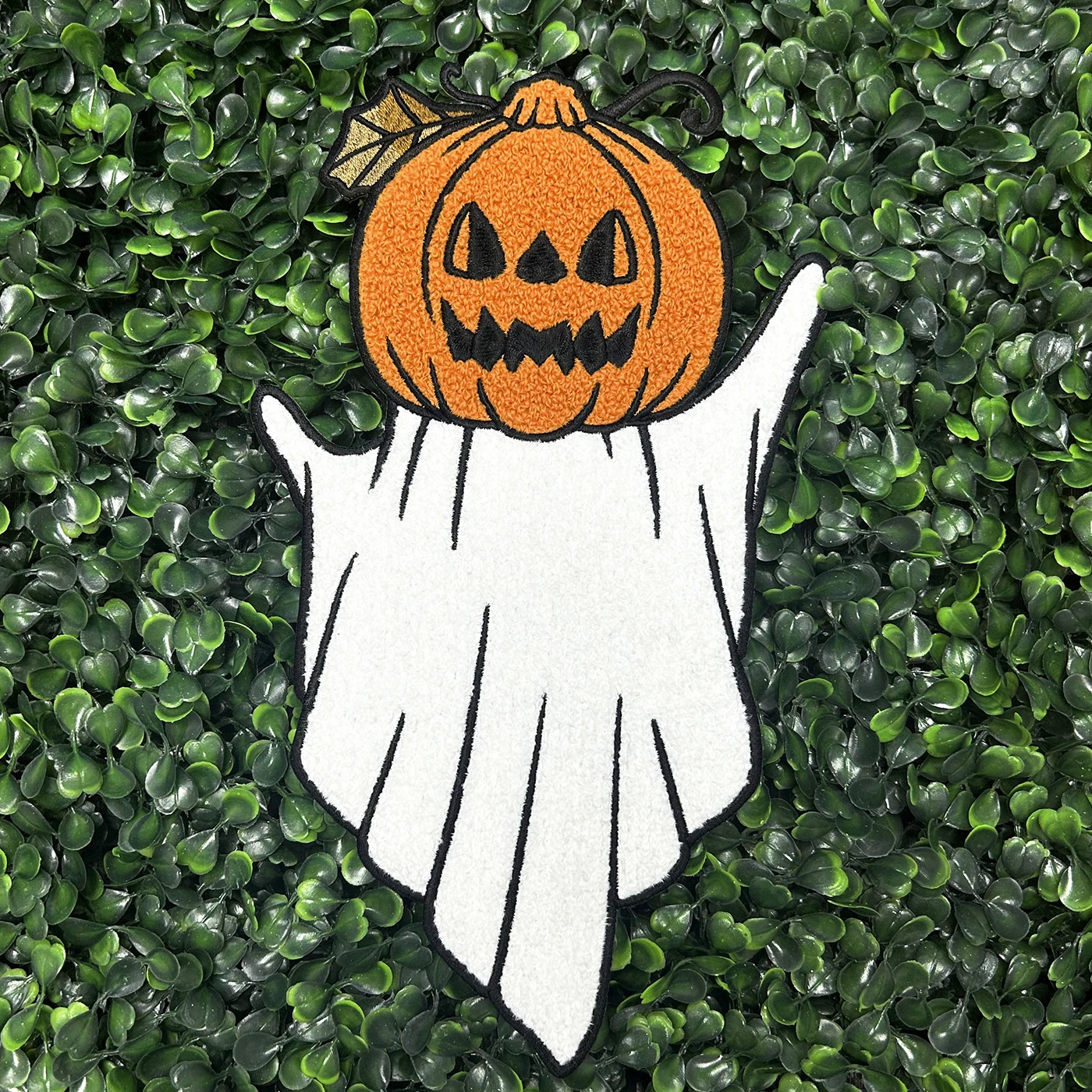 Hot Selling Large size Halloween Chenille Patches. Custom Iron On Pumpkin Spooky Patches For Clothing
