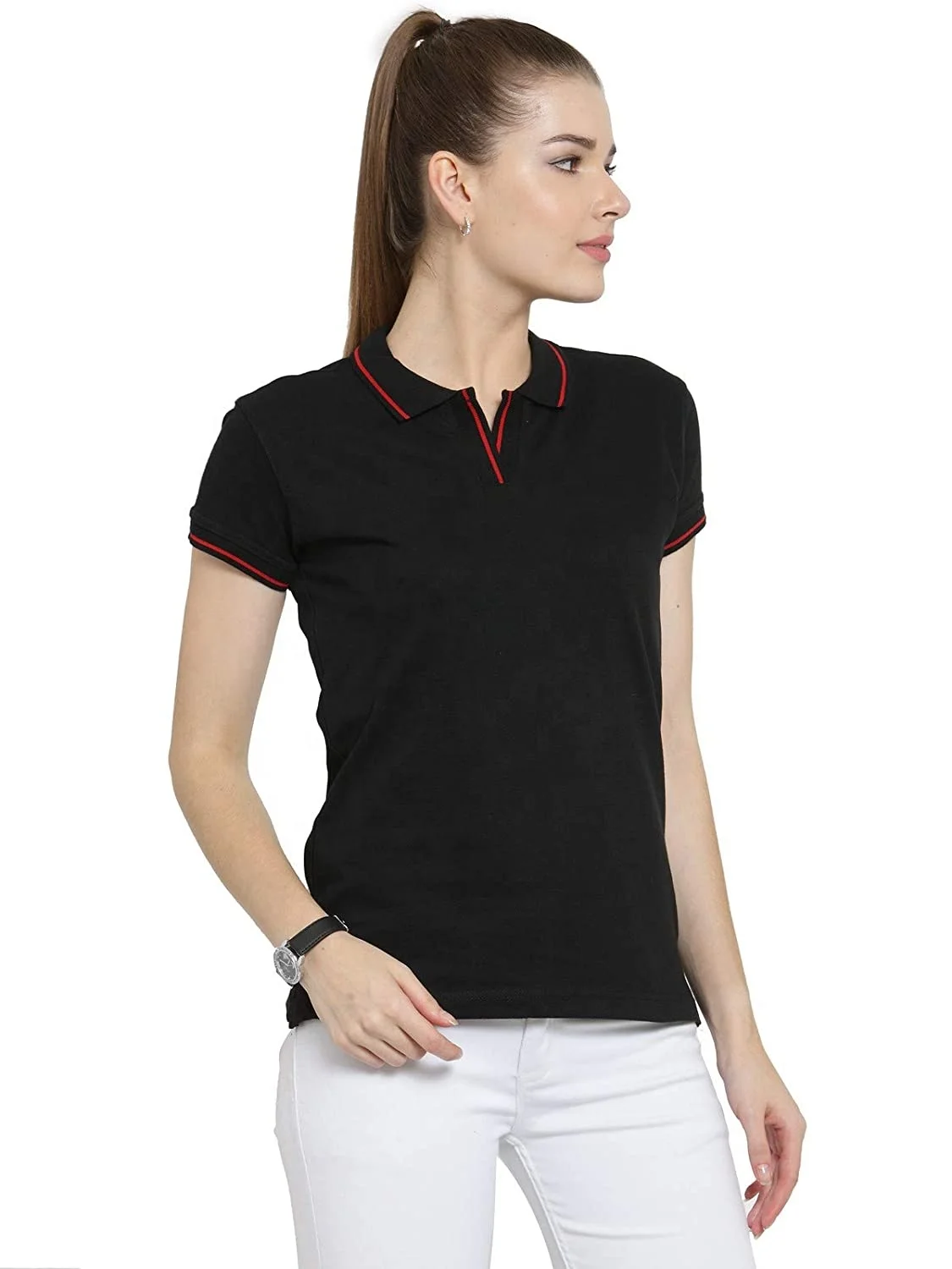 Summer lapel sports T-shirt ladies large size cotton pique short-sleeved high quality loose compassionate polo shirt for women