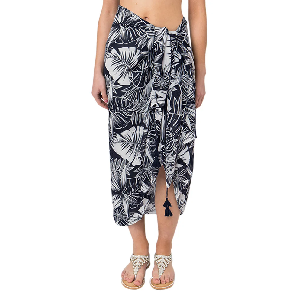 Wholesale Fashion Summer Beach Cotton Sarong With Logo Good Quality For Women Casual Beach  Printed Pareo Sarong