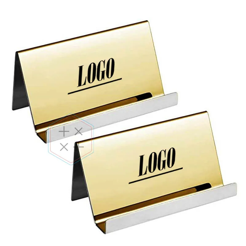 brushed gold Business Gift Card Holder with Custom Company Logo