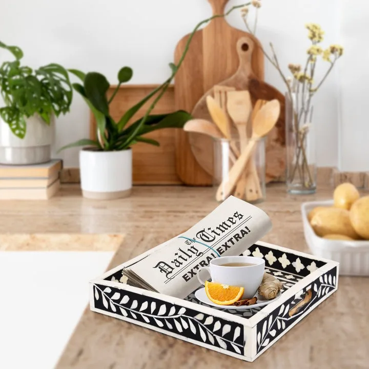 Manufacturer Hotels Restaurant Kitchenware Serving Trays Hotels Restaurant Kitchenware Bone Inlay Table Tray for Home Kitchen