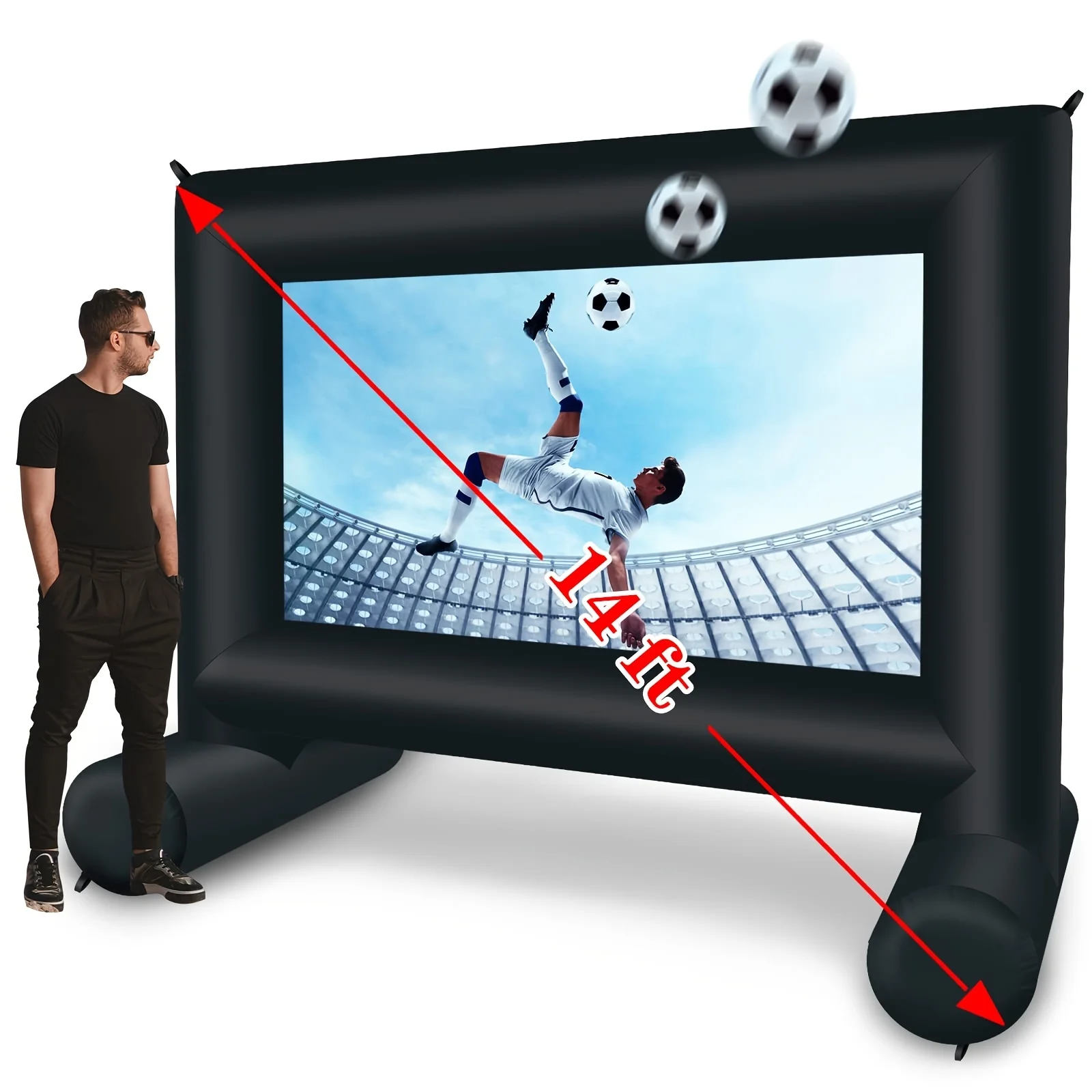 14-foot inflatable projector movie screen with front/rear projection for backyard movie night outdoor parties