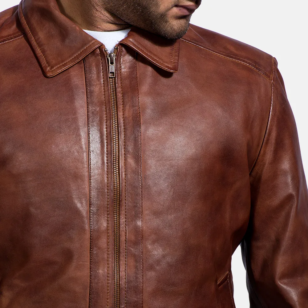 Inferno Brown Leather Jacket For Men Top Quality Pakistan Windproof Genuine Leather Jacket For Men