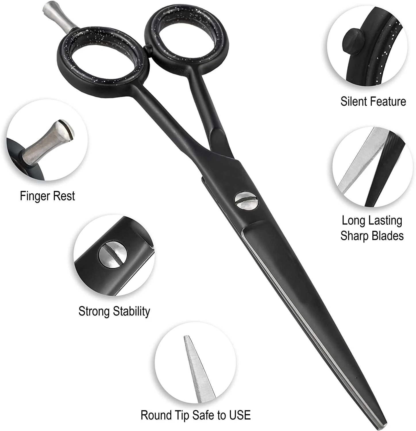Professional Barber Hair Cutting Scissors Shears Black Men Women Hair Beard Trimming Shaping Grooming best seller in low price