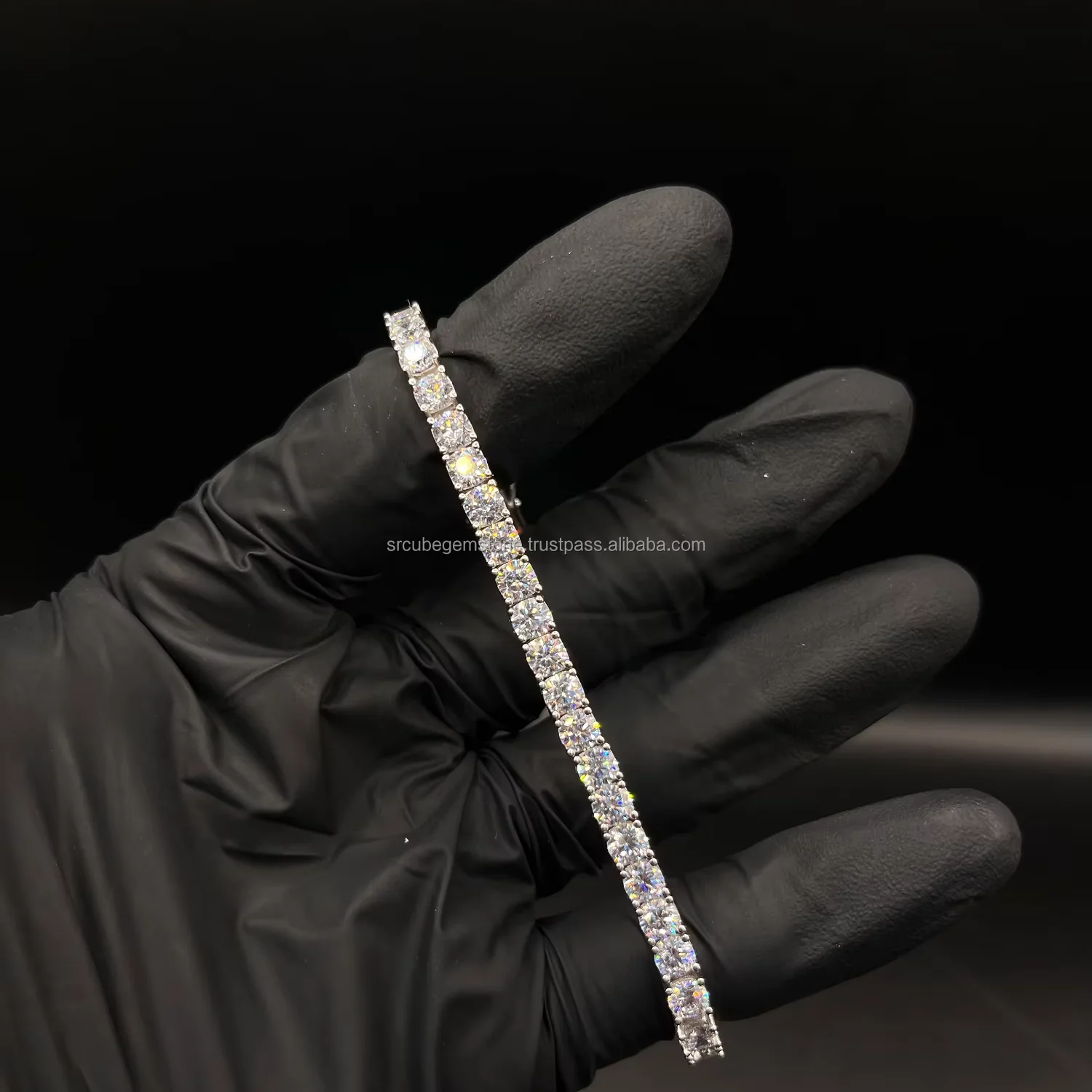 High Quality Customized Classic 925 Starling Silver Tennis Bracelet 5mm VVS Moissanite Tennis Bracelet Hip hop Jewelry