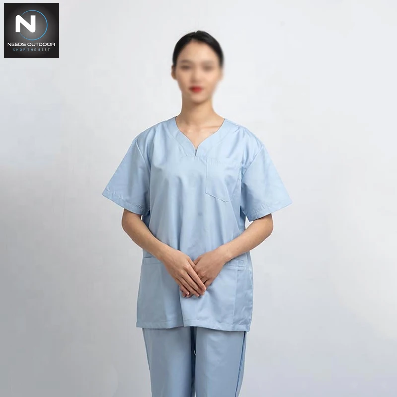 Pakistan Made Best Sale Scrub Suit In One Color Customize Style Nurse Wear Breathable Scrub Uniform By NEEDS OUTDOOR