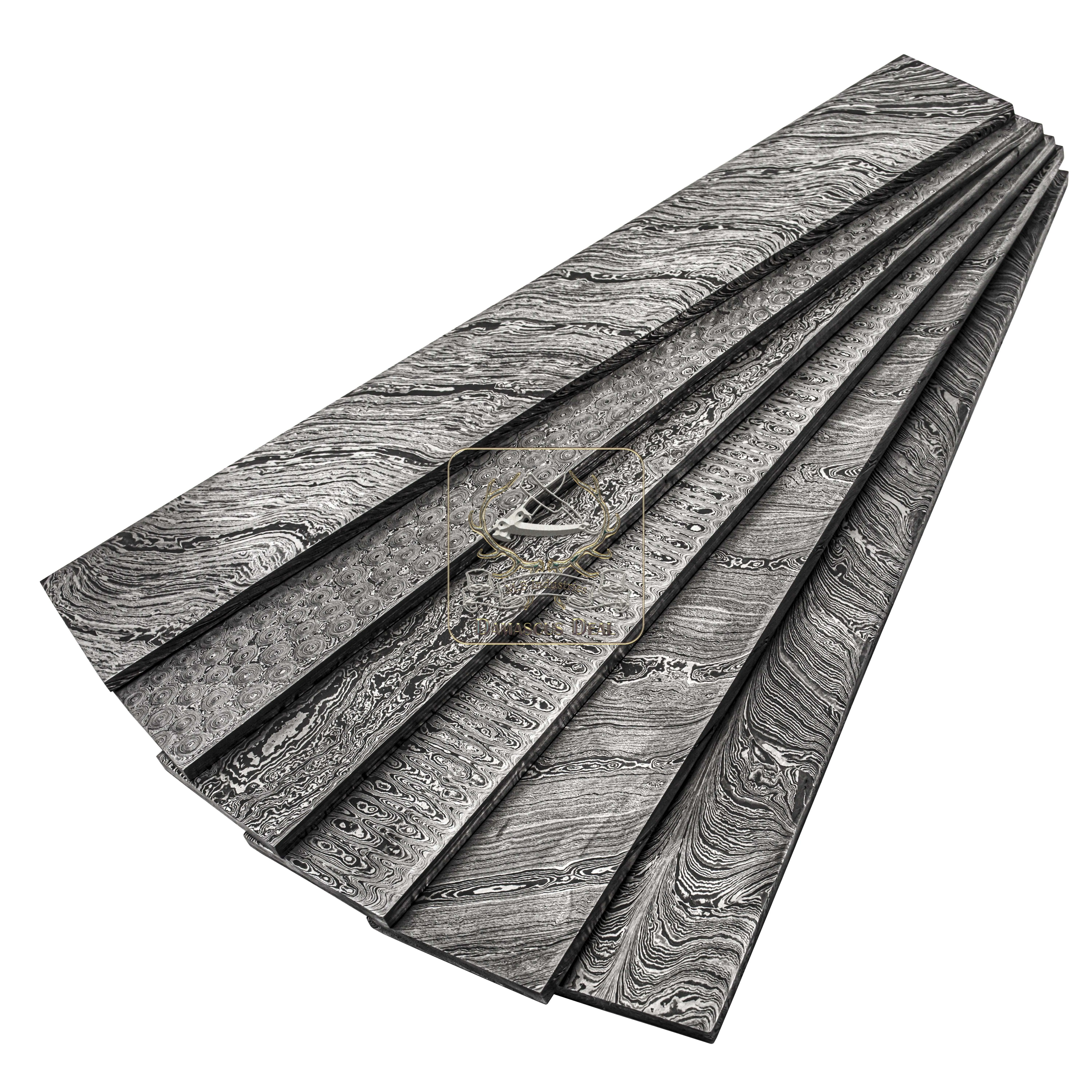 Damascus Steel Billet Twist Feather Raindrop Random Ladder Fire DD-Damascus-Steel-905 for Knife Making Damascus Billets flat bar