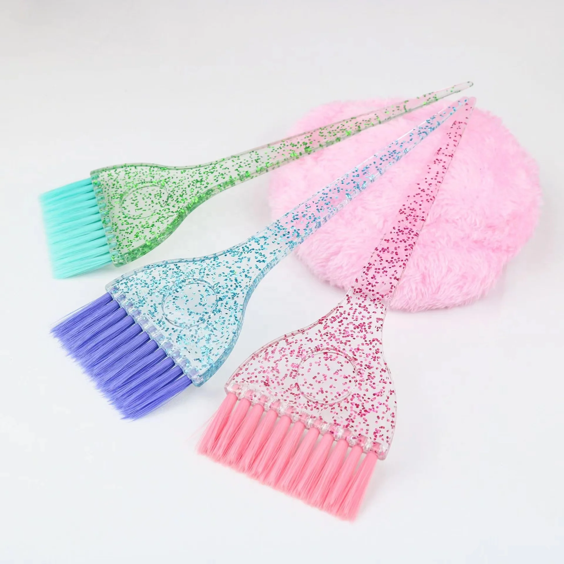 Professional Soft Fibre Glitter Tint Dye Hair Brush Comb Pro Salon Tools Accessories Hair Coloring Brush