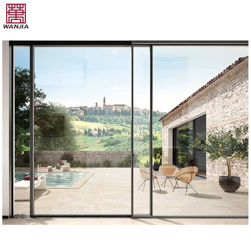 Modern High Quality Balcony Aluminum Sliding Glass Door Exterior Patio Slim Sliding Glass Doors