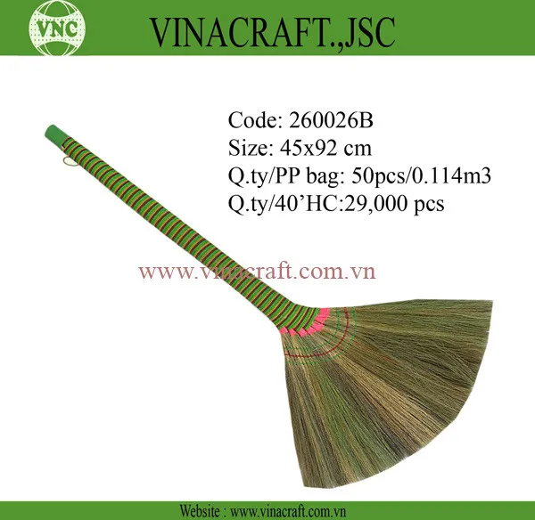 Vietnam Products Long handle grass broom Wooden Environmentally Household Cleaning Tools Hot  Sale