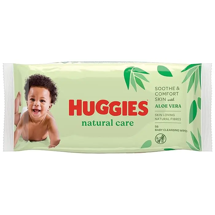 Huggies Pure, Baby Wipes, 56 Wipes - Natural Wet Wipes for Sensitive Skin - 99 Percent Pure Water - Fragrance Free to Clean and