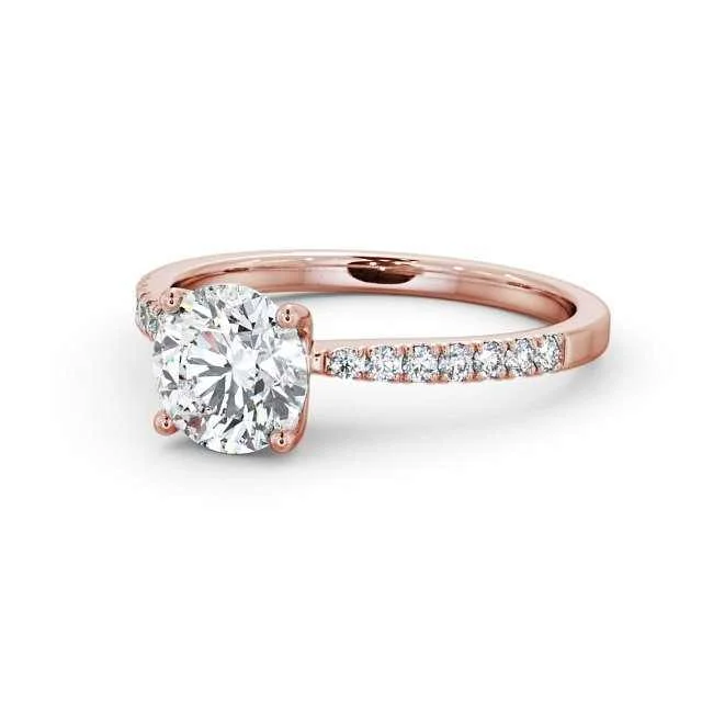 Круглое бриллиантовое обручальное кольцо из розового золота 14KT